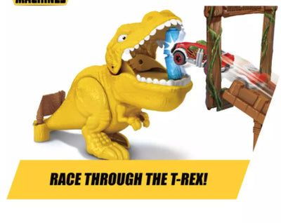 67 CARDS: Metal Machines T-Rex Attack Building Track Set with Mini Racing Car