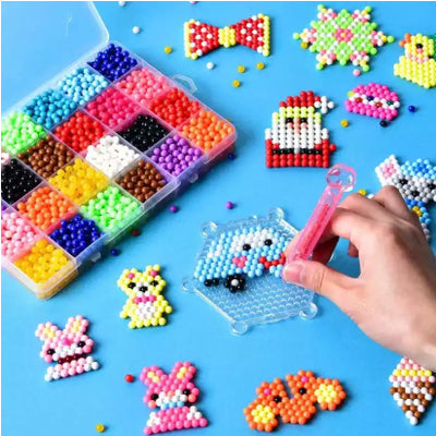 25 CARDS: 24 Colours 2400PCS AquaBeads Water Spray Magic DIY Puzzle Set